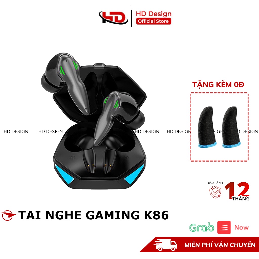 Tai Nghe Bluetooth Gaming K86 , Tai Nghe Chơi Game Bluetooth 5.2 TWS Không Dây - Có Mic - Độ Trễ Cực Thấp - Pin Cực Trâu