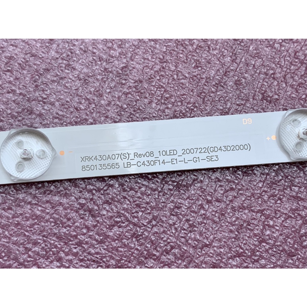 LED TIVI ĐỘ TIVI 43 INCH 1 THANH 10 BÓNG MỖI BÓNG 3V KHOẢN CÁCH BÓNG 8,9cm DÀI 85,5cm SVJ430A07_REV08_10 LED GD43D2000