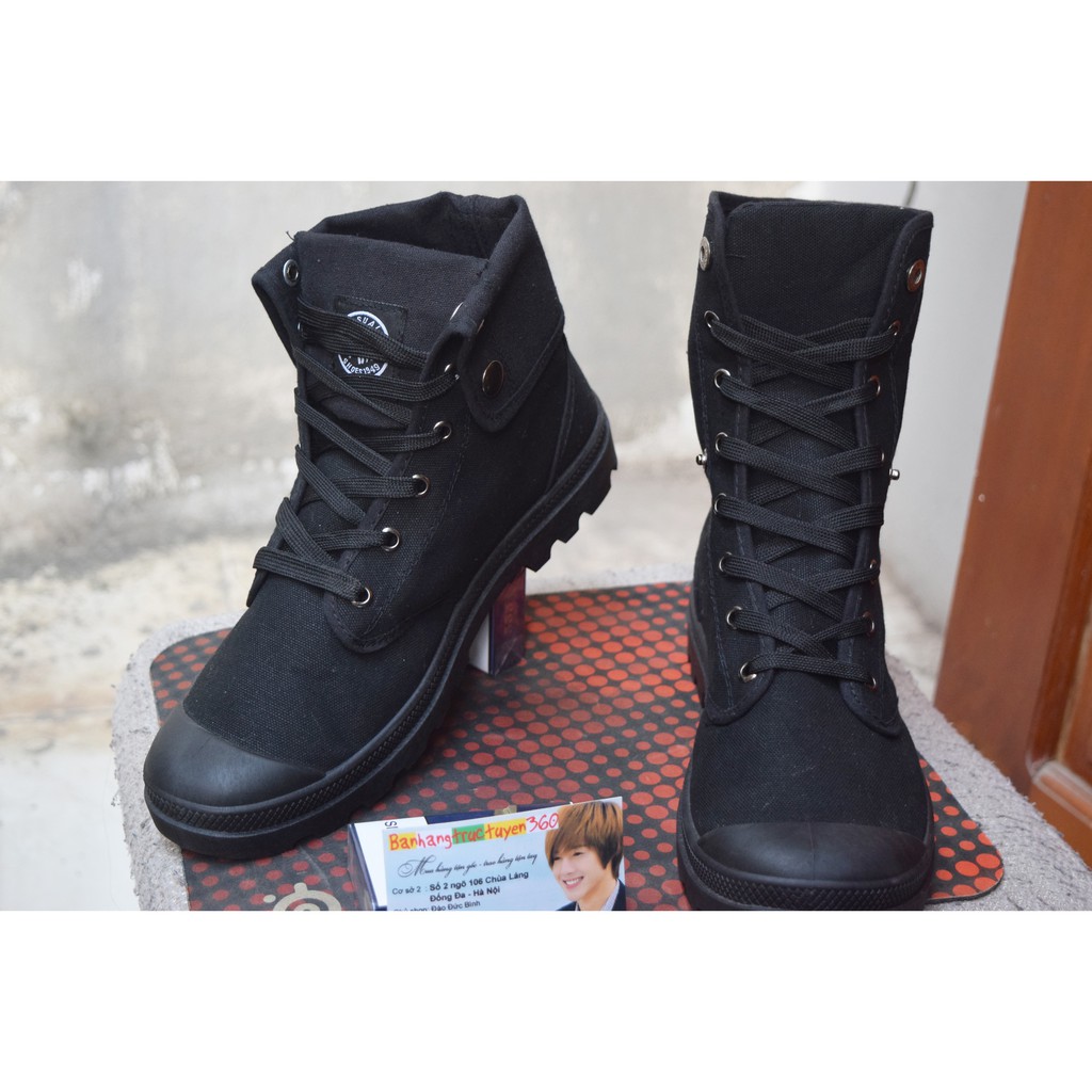 Giày sneaker cao cổ nam cổ gấp màu Đen, kem | BigBuy360 - bigbuy360.vn