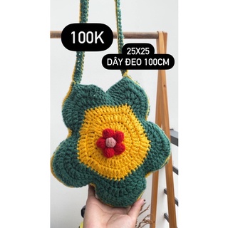 Túi len hình hoa handmade || crochet flower bag | ảnh thật