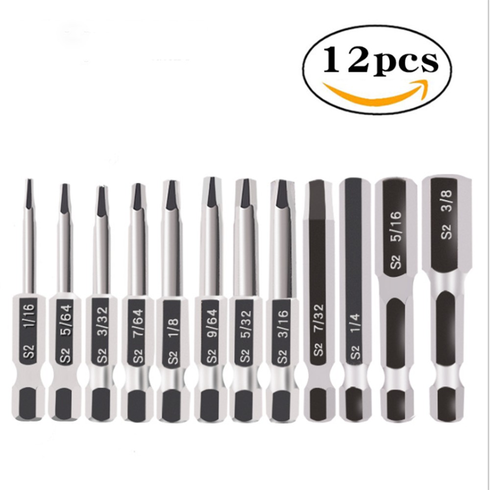 12 cái lục giác tuốc nơ vít từ tính Bộ bit lục giác 50mm đầu vít lục giác Bits cho dụng cụ điện