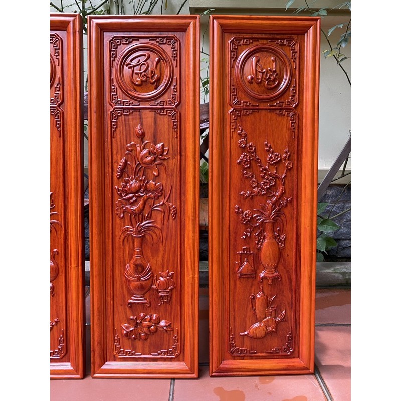 Tranh tứ quý gỗ hương
