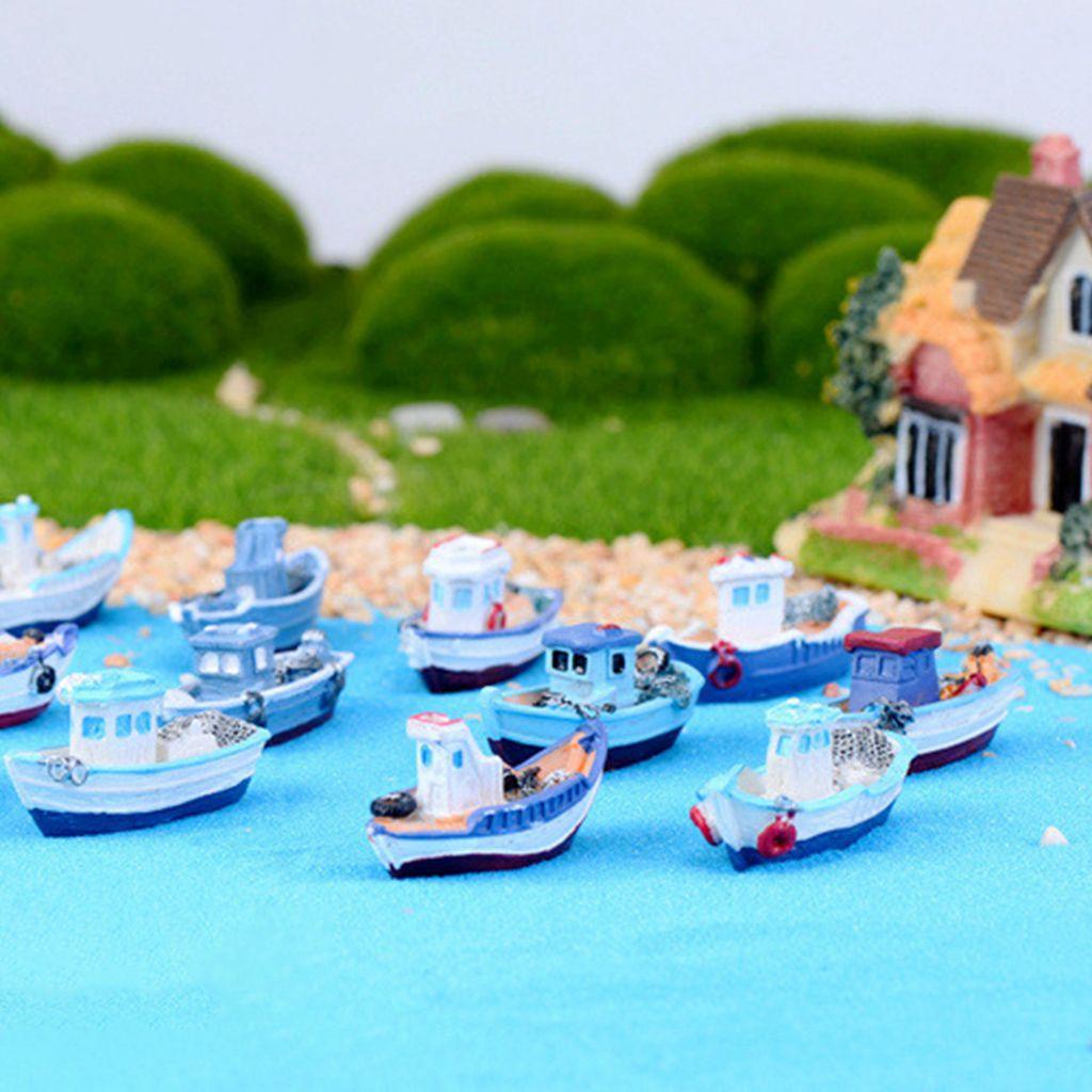 Đồ trang trí Thuyền Đánh Cá Mini DIY Dùng Trang Trí Tiểu Cảnh / Nhà Búp Bê