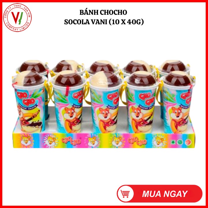 Bánh chấm Chocho Water Snack Socola Vani (10 x 40g) - Hàng phân phối độc quyền