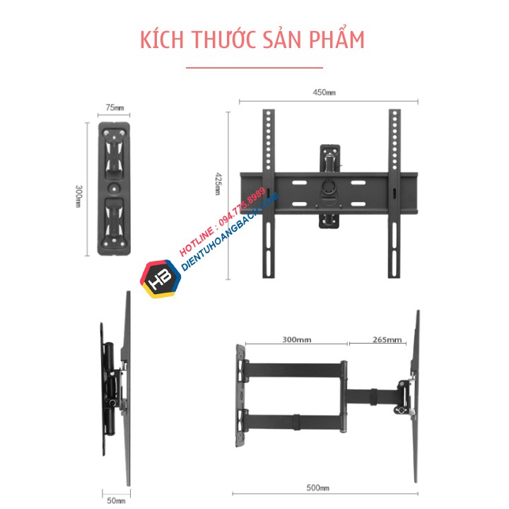 [Đầu Tiên Tại VN] Giá Treo Tivi Xoay L450 32 - 58 Inch Xoay 90 Độ Với TV 43 Inch [Ưu Việt Hơn NB P4]