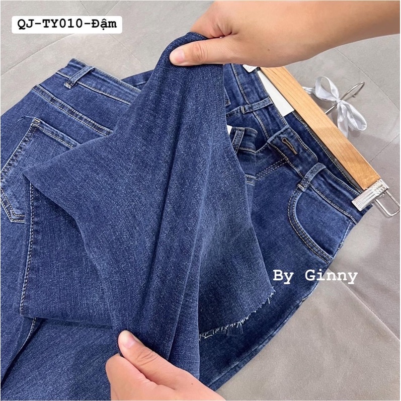 Quần Jeans co giãn ống đứng trơn TY-010 | Hack Dáng | Lưng cao, Cạp Cao | Che Khuyết Điểm | Đơn giản