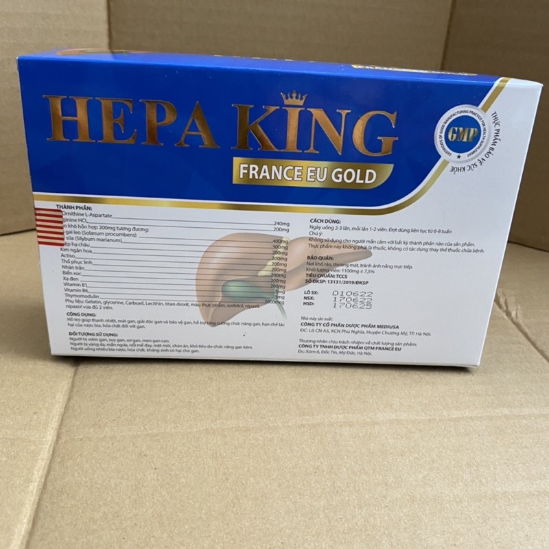 Viên uống bổ gan Cà gai leo xạ đen HEPA KING FRANCE EU GOLD ,Giúp bổ gan,tăng cường chức năng gan - Hộp 60 viên