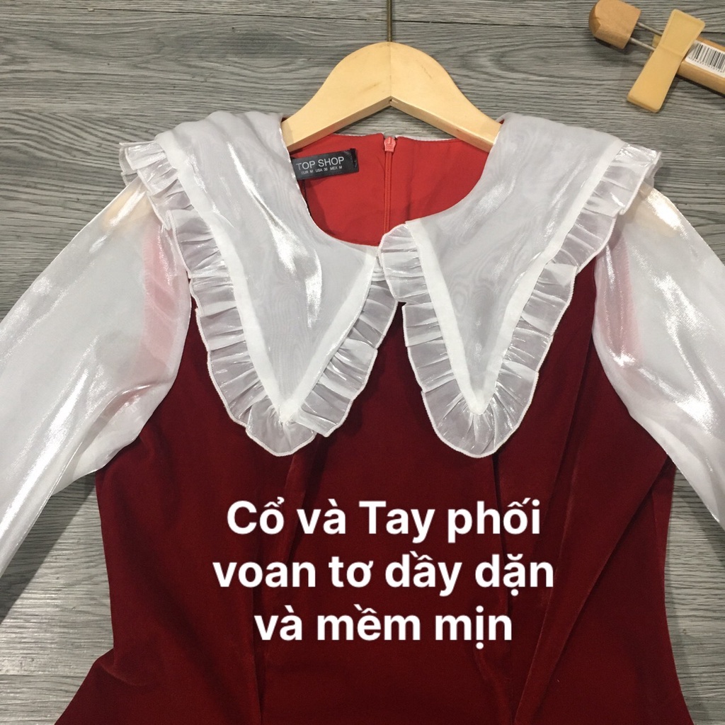 Váy nữ Thiết Kế xòe ngắn phối tơ dài tay, đầm nhung dự tiệc sang chảnh HN clothing V24 | BigBuy360 - bigbuy360.vn
