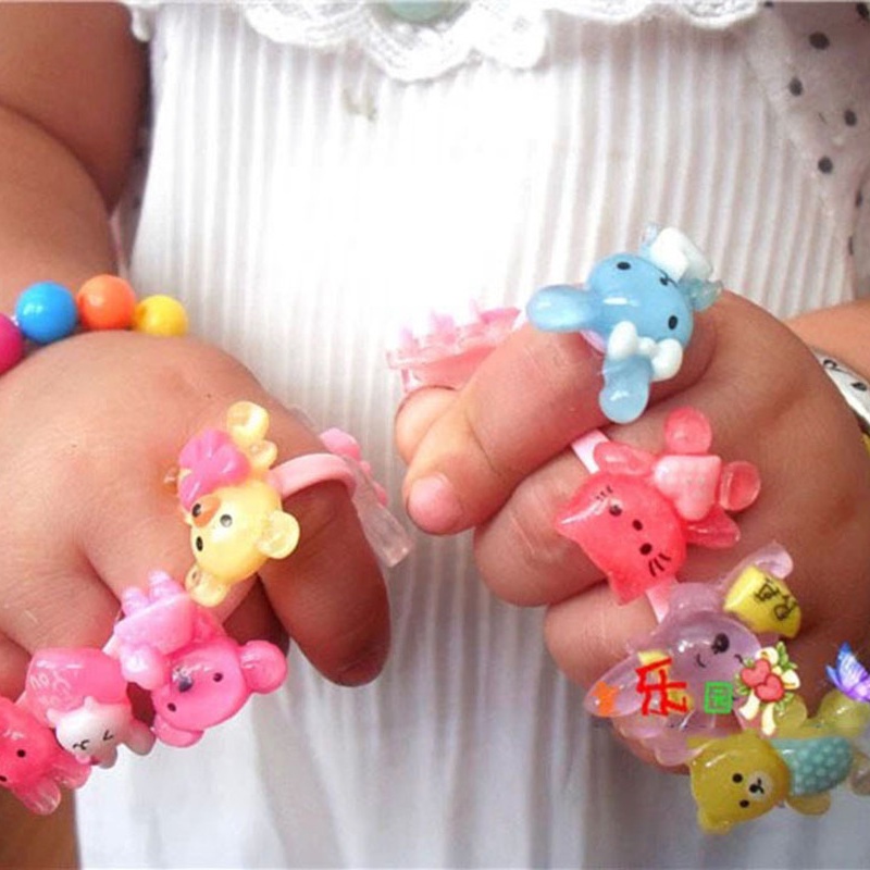 Nhẫn hở MANYUE chủ đề hoạt hình màu sắc ngẫu nhiên phong cách Hàn Quốc dành cho trẻ em
