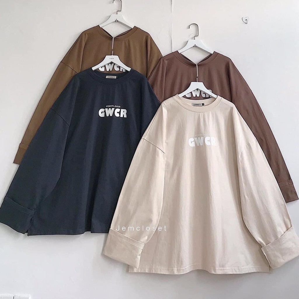 Áo Thun Dáng Rộng Tay Dài Phong Cách Hàn Quốc - Áo Thun GWCR - Áo Free Size - Áo Unisex