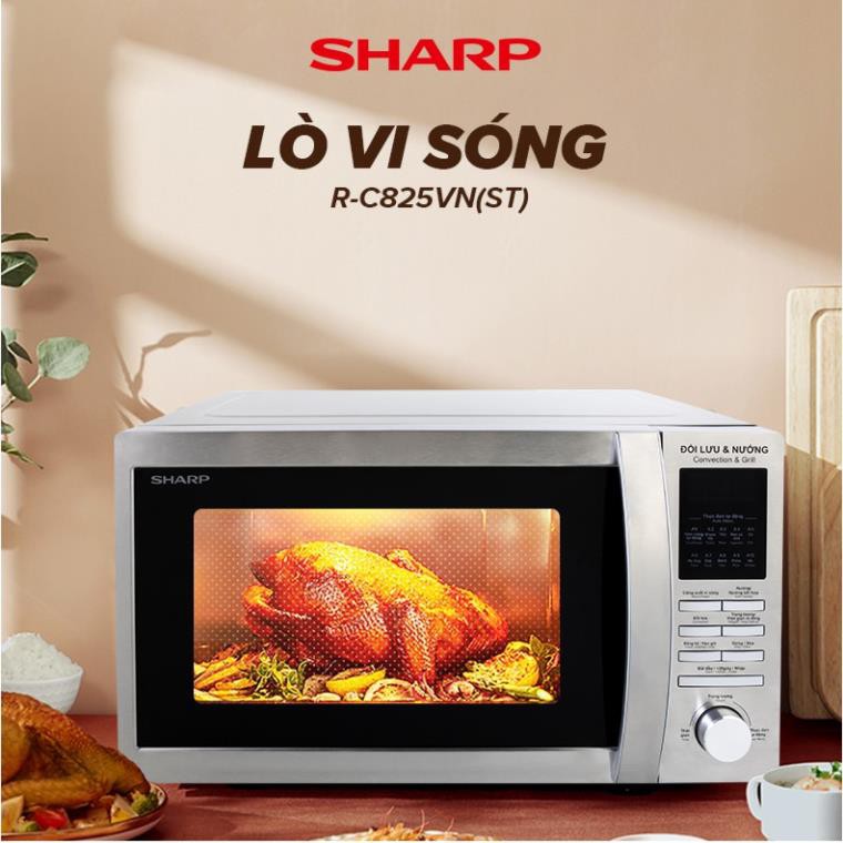 Lò vi sóng Sharp R-C825VN(ST) 25 Lít [Có Chức Năng Nướng, Chất liệu bằng thép không gỉ]