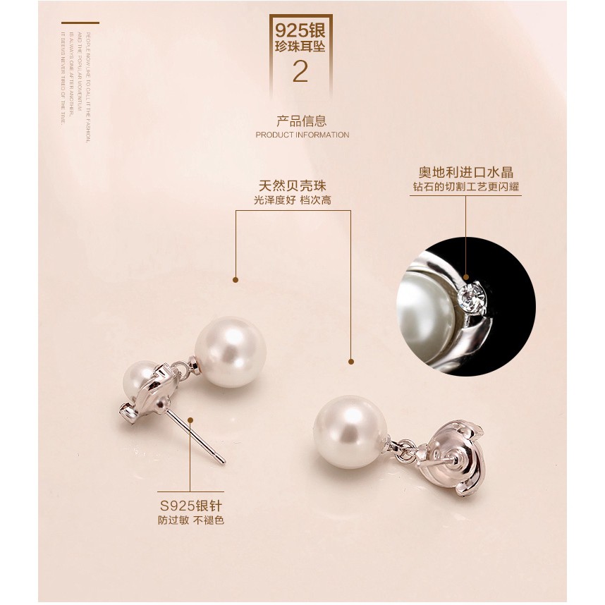 Đôi Khuyên Tai Mạ Bạc Đính Ngọc Trai Xinh Xắn