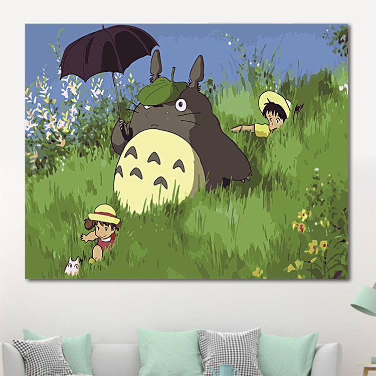 Tự làm Tranh sơn dầu kỹ thuật số Phim hoạt hình Anime My Neighbor Totoro Mickey Học sinh Trẻ em Vẽ tay Màu trang trí phò