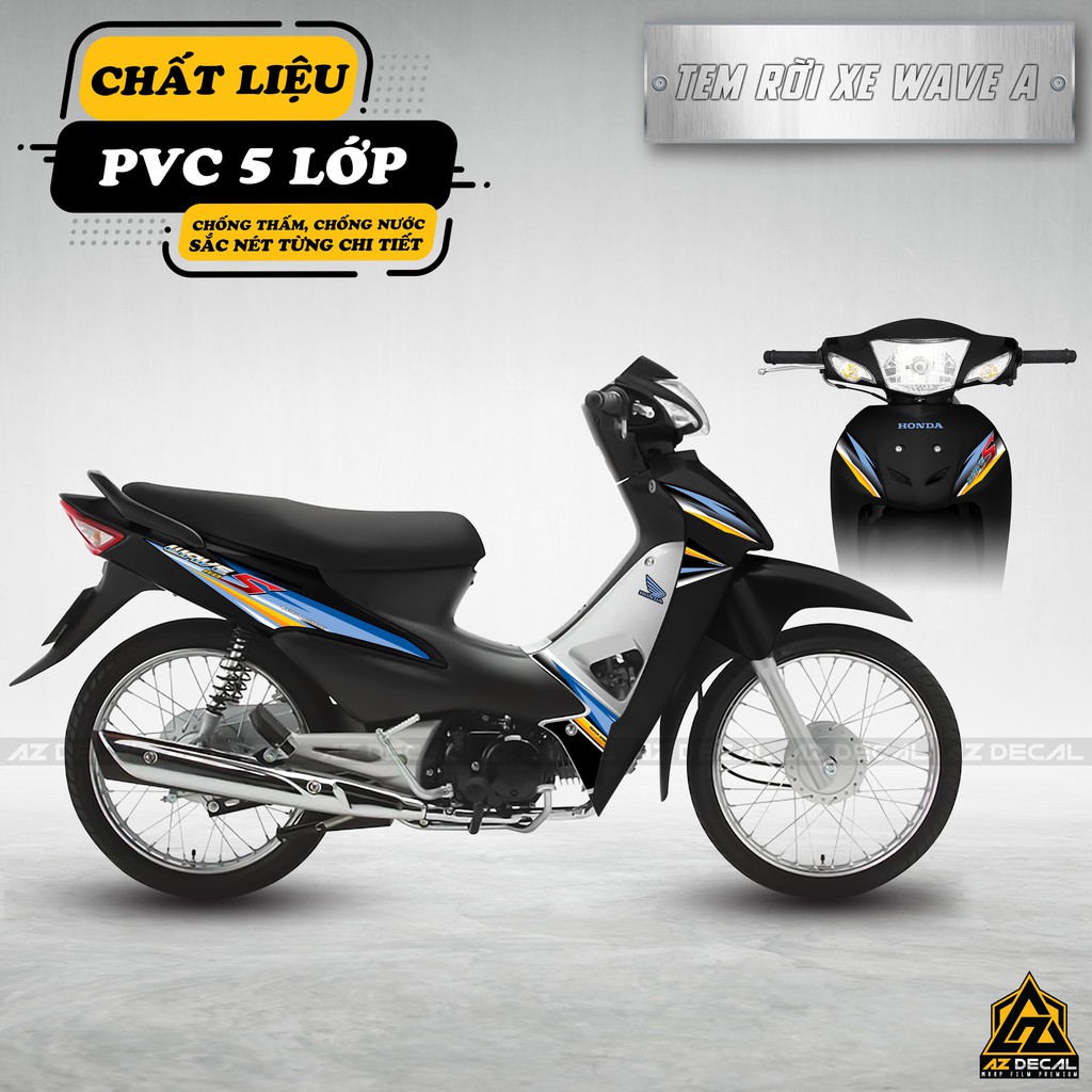 [ TEM WAVE ALPHA ] Xanh Super Sport, Khuôn Chính Xác 100% | Chất Liệu PVC 5 Lớp - Chống Bay Màu