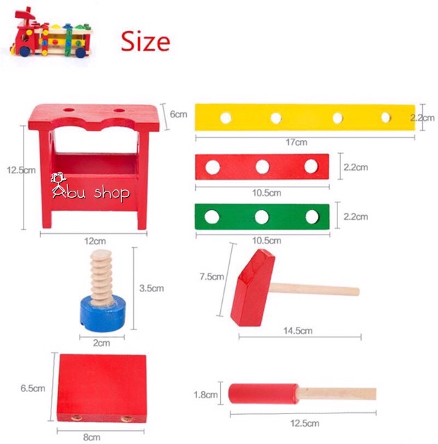 Xe ô tô gỗ Lắp ráp đập bóng cao cấp 3in1