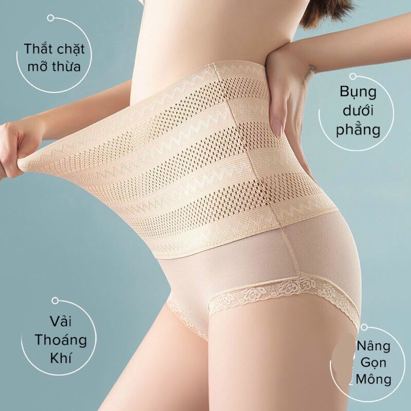 Quần Lót Gen Nịt Bụng Nữ su đúc mát có thanh chống cuộn - quần gen nịt bụng giảm eo K10 su nước cạp cao màu da màu đen