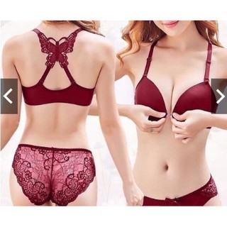 Set bra ( áo + quần) thiết kế cài trước phối ren (S008)