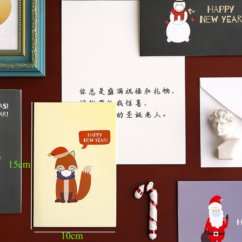 Bộ 6 tấm thiệp có phong bì hình động vật phong cách Giáng Sinh dễ thương