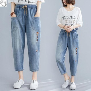 Quần Baggy Jean thêu hình cô gái siêu cute - thoitrangbebu