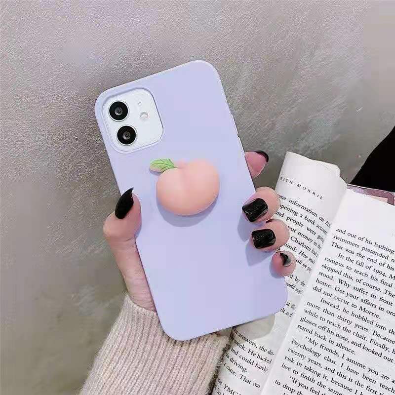 Ốp điện thoại dẻo trang trí quả đào 3D cho iPhone 8 7 Plus 6 6s Plus SE 2020 5 5S SE