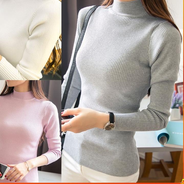 Áo Sweater Dệt Kim Cổ Lọ / Áo Lót Trong Dệt Kim Cổ Lọ Khoét Sâu Cho Nữ / Áo Cổ Cao