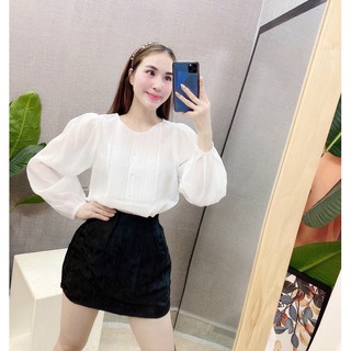 Áo sơmi tơ tay bồng