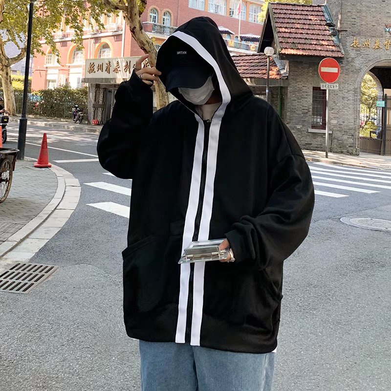 Áo khoác nam thể thao phối dây nỉ khoác kéo thời trang cho áo hoodie nam hàn quốc simple áo nỉ sweater nữ