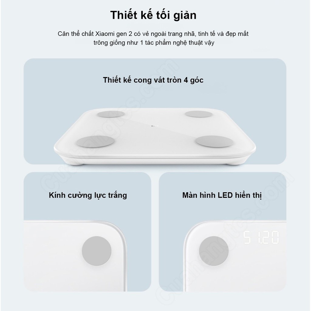 Cân sức khỏe Xiaomi Body fat Scale gen 2  phân tích 13 chỉ số cơ thể Digiworld BH 12 Tháng - Minh Tín Shop