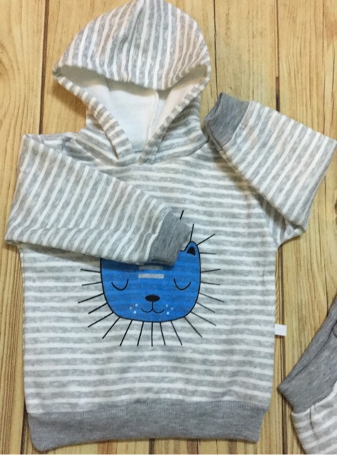 Bộ nỉ lót lông kẻ Áo HOODI