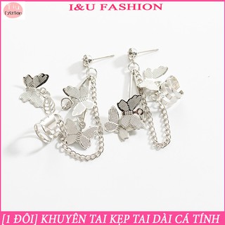 [ 1 ĐÔI ] Khuyên tai bông tai kẹp tai hình bướm không cần bấm lỗ cá tính thời trang cho nữ KT-44