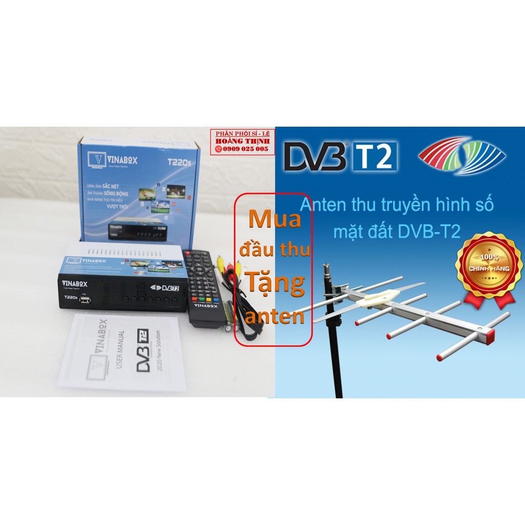 [Chính Hãng] Đầu mặt đất DVB-T2 VINA T220s (KTS-T2) Xem miễn phí 85 kênh truyền hình - SP hợp quy của BộTT&TT TẶNG ANTEN