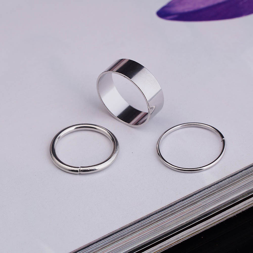 Set 9 nhẫn bằng thép không gỉ kiểu dáng đơn giản