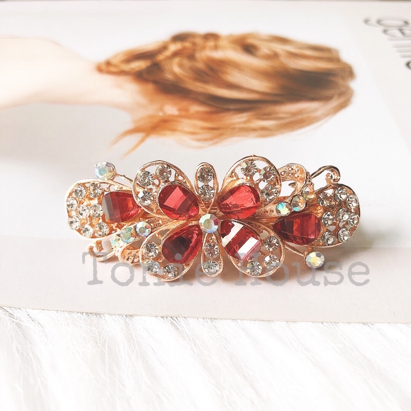 Kẹp mái kẹp nửa đầu đính đá sang trọng cho nữ