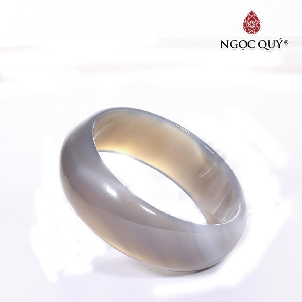 Vòng tay mã não lông chuột liền khối bản hẹ dày - Ngọc Quý