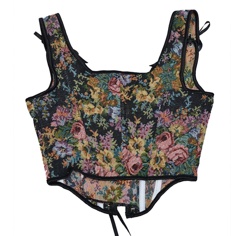 Áo Lửng Sát Nách In Hoa Kiểu Retro Xinh Xắn Cho Nữ