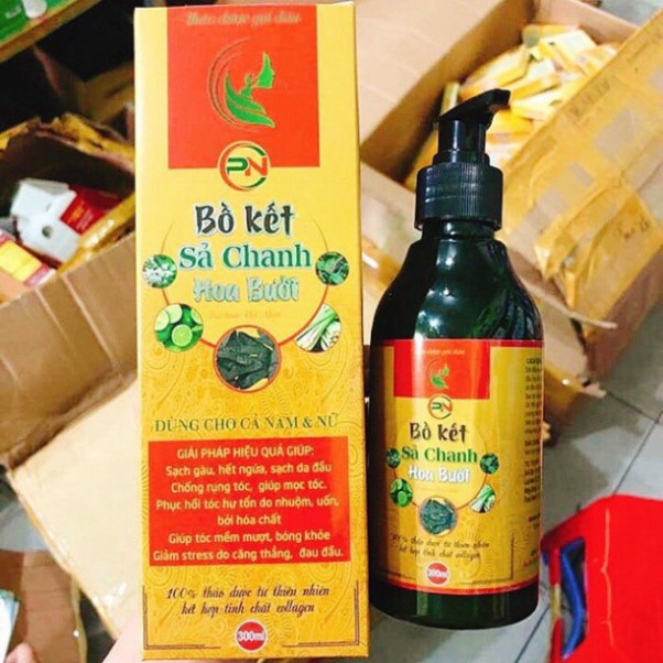 Dầu gội bồ kết sả chanh hoa bưởi thảo dược cô đặc mọc tóc 300ml Giúp sạch gàu, đen tóc, mềm, suông mượt tóc