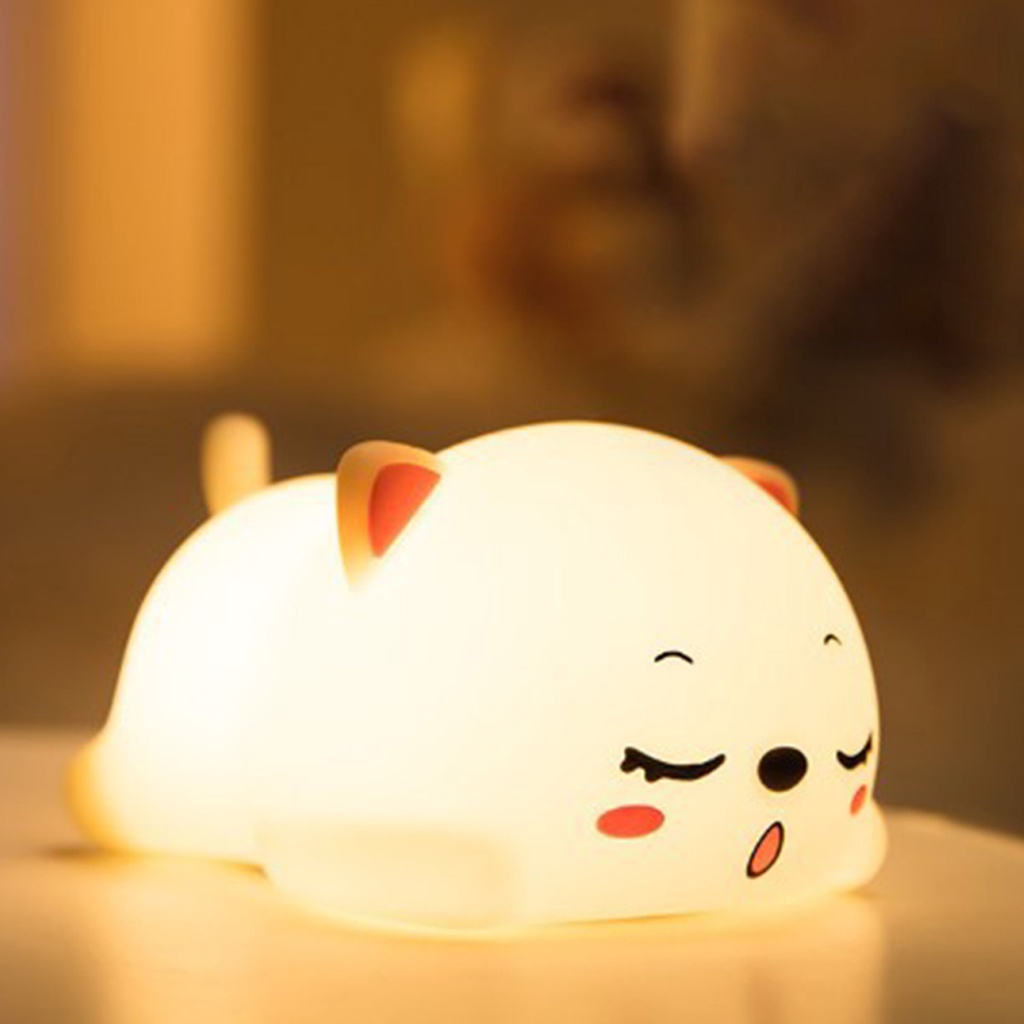 Đèn ngủ silicon trang trí phòng ngủ và phòng khách. có điều khiển từ xa thay đổi nhiều màu sắc hình con mèo cute cho bé