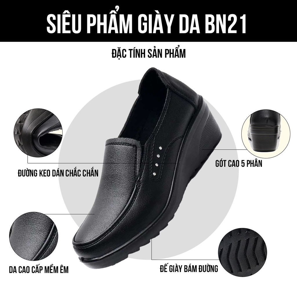 Giày da thật nữ 4cm TIMAN BN21 êm chân tôn dáng nhẹ nhàng bảo hành 1 năm