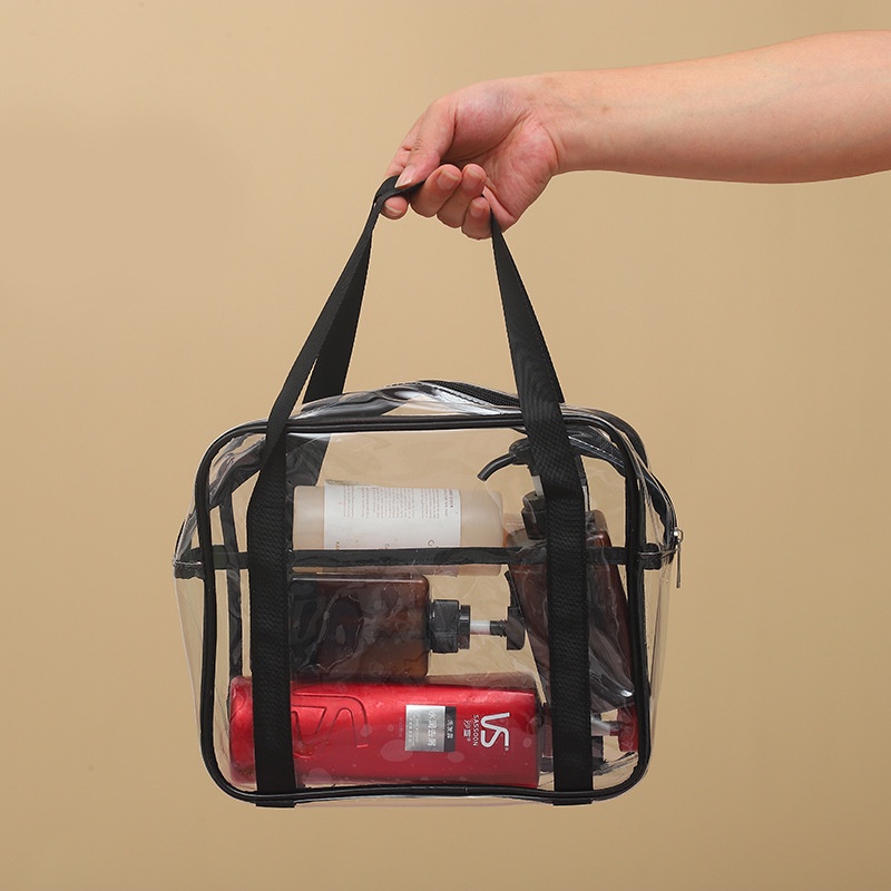 Túi Đựng Mỹ Phẩm Bằng PVC Trong Suốt Hai Tay Cầm Sức Chứa Lớn