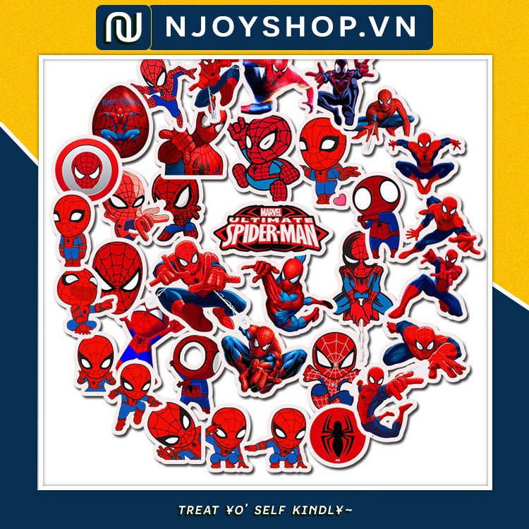 [FREESHIP 40K] SET 35 MIẾNG STICKER SPIDERMAN CHỐNG NƯỚC DÁN NÓN BẢO HIỂM, LAPTOP, VALI, TỦ, BÀN HỌC, XE MÁY