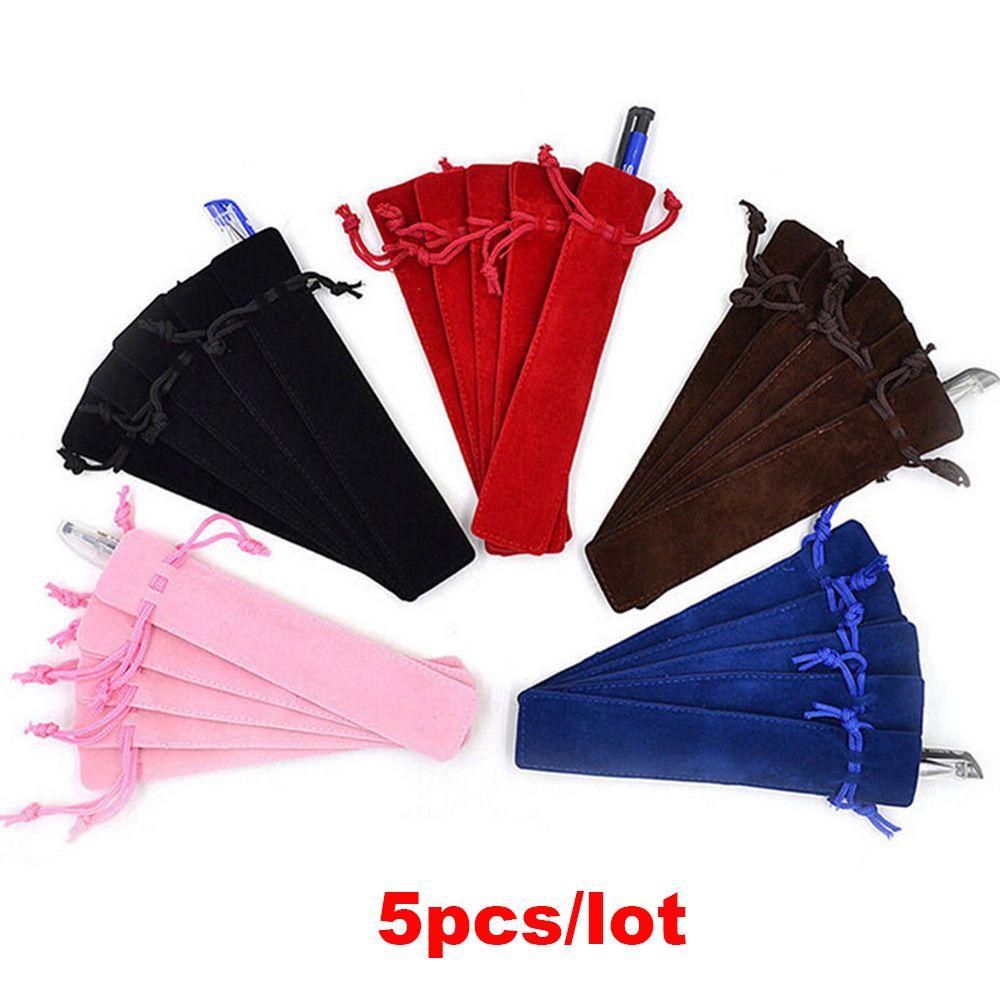 Set 5 Túi Đựng Bút Bằng Vải Nhung Đơn Giản Giá Đỡ