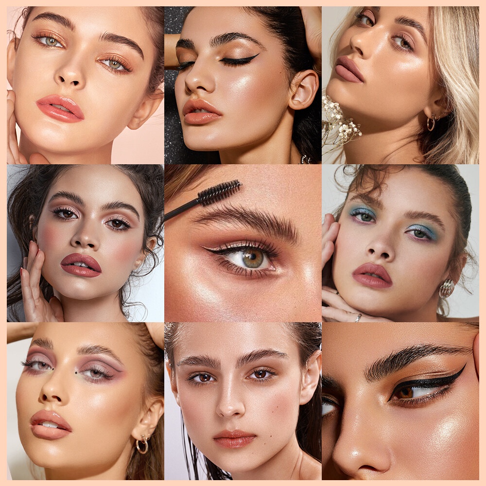 [Hàng mới về] Bộ kem kẻ mày KISS BEAUTY 4D chống thấm nước lâu trôi không nhòe kèm cọ