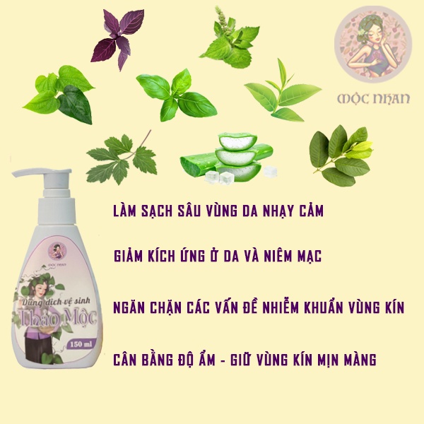 Dung dịch vệ sinh phụ nữ trầu không mát dịu, sạch sâu, khử khuẩn, dễ chịu chính hiệu MỘC NHAN 150ml