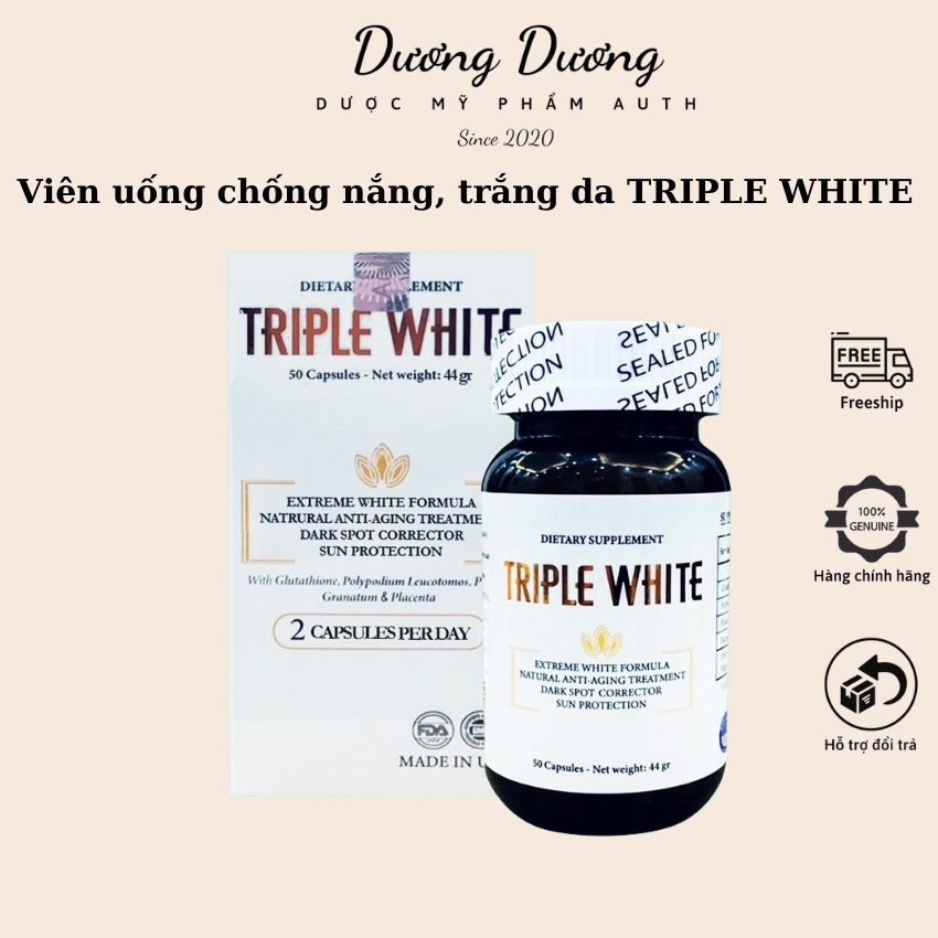 Viên uống trắng da, chống nắng, giảm thâm nám Triple White