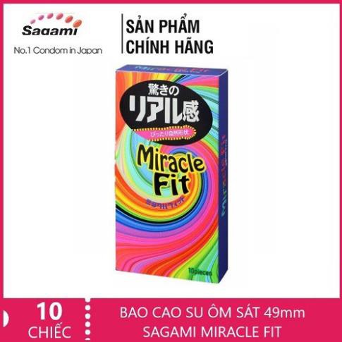 [CHÍNH HÃNG 100%] Bao Cao Su Sagami Miracle Fit hình 3D,(10 bao), Nhật Bản, Siêu mỏng_Lằn thắt 6 vòng_Độc đáo mới lạ xịn