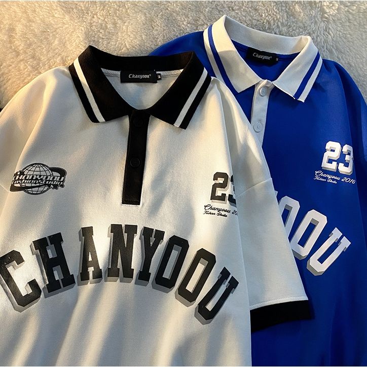 Áo Thun POLO 100% Cotton Nguyên Chất Tay Ngắn In Chữ Phong Cách Retro Dành Cho Nữ Sinh