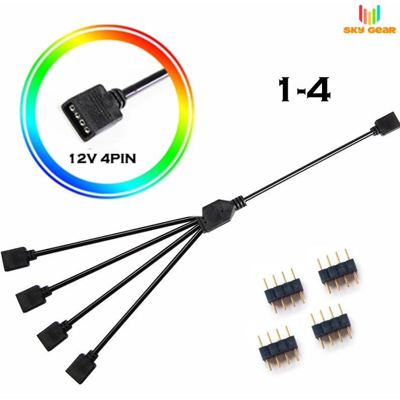 Dây chia RGB 12v 4pin và dây chia ARGB 5v 3pin - Mở rộng chân cắm led RGB