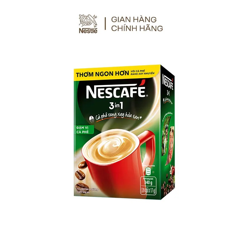 Combo Nescafé: 1 hộp rang xay 3in1 đậm vị cà phê(20 gói x 17g)+1 hộp café Việt đen hòa tan Arabica&amp;Robusta(12 gói x 16g)