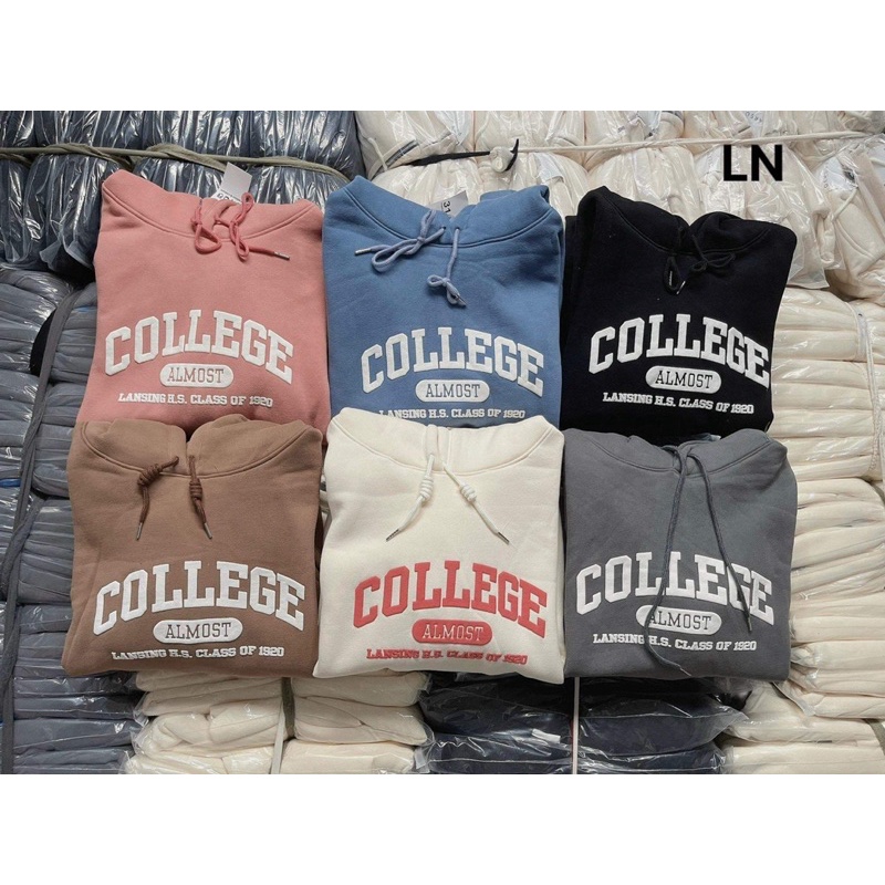 Áo hoodie nỉ cotton COLLEGE LN12
