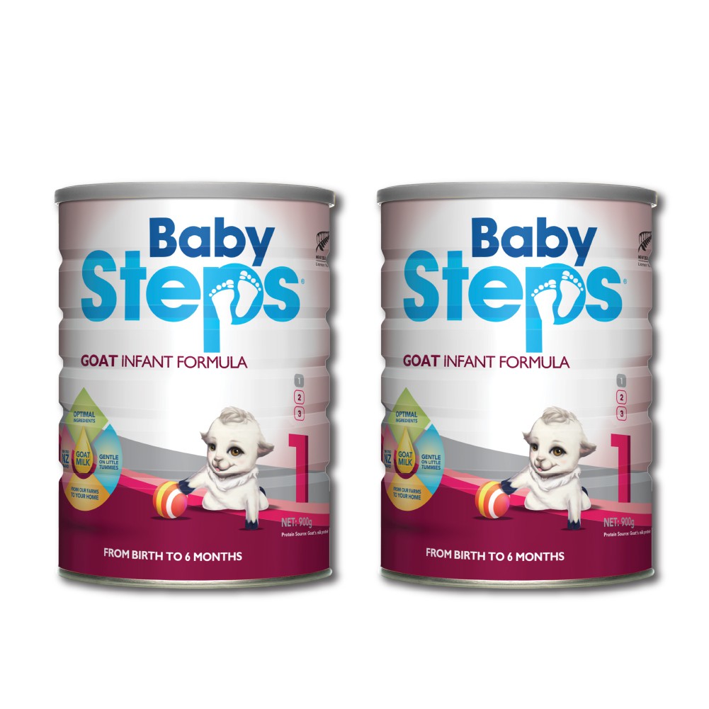 [Mã FMCG100K - 10% đơn 500K] Combo 2 lon Sữa Dê Công thức Baby Steps Goat Infant Formula số 1 900gr